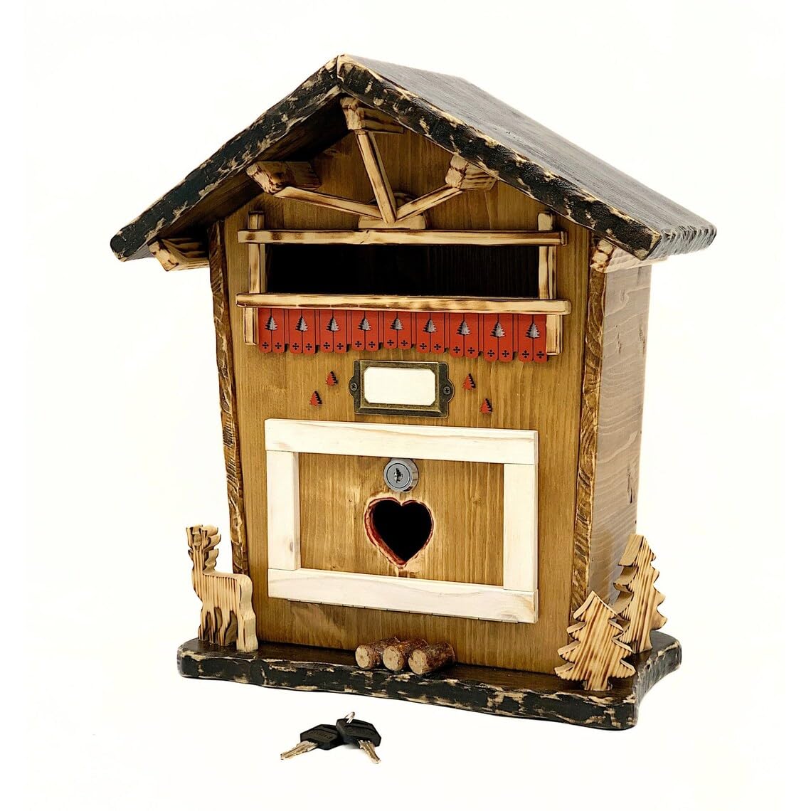 Cassetta Della Posta In Legno Personalizzata, Buca Della Posta Da Esterno, Montaggio A Parete Resistente Agli Agenti Atmosferici, Eleganza Arredo Montagna Con Chiusura Basculante Resistente