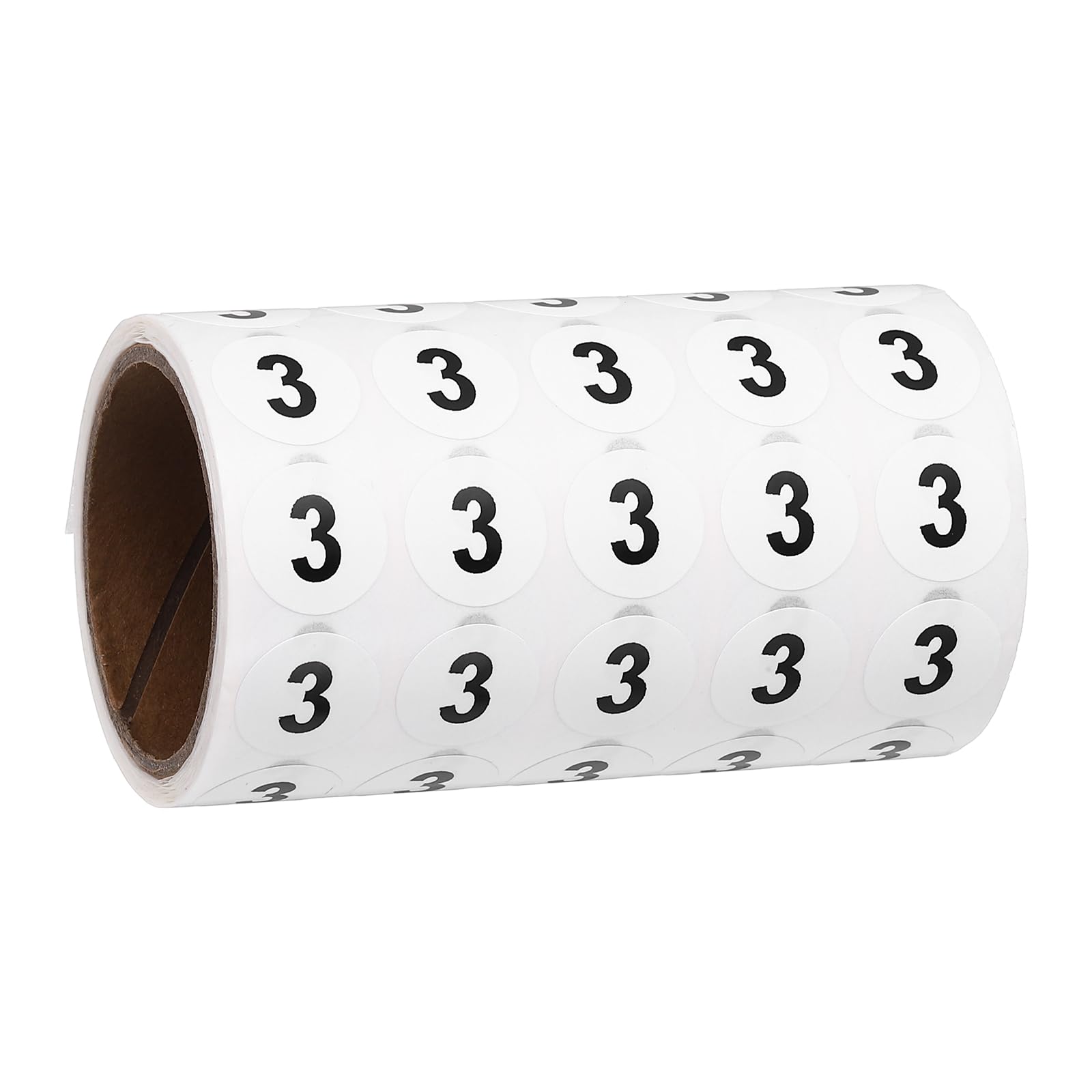PATIKIL 1000pcs 0.6" Number Stickers, Number 3 Sticker Numbers Labels Round Small Vinyl Self Adhesive Label Circle Decals 1 Roll Dots for Photo Album Poster Organize Inventory, Black
