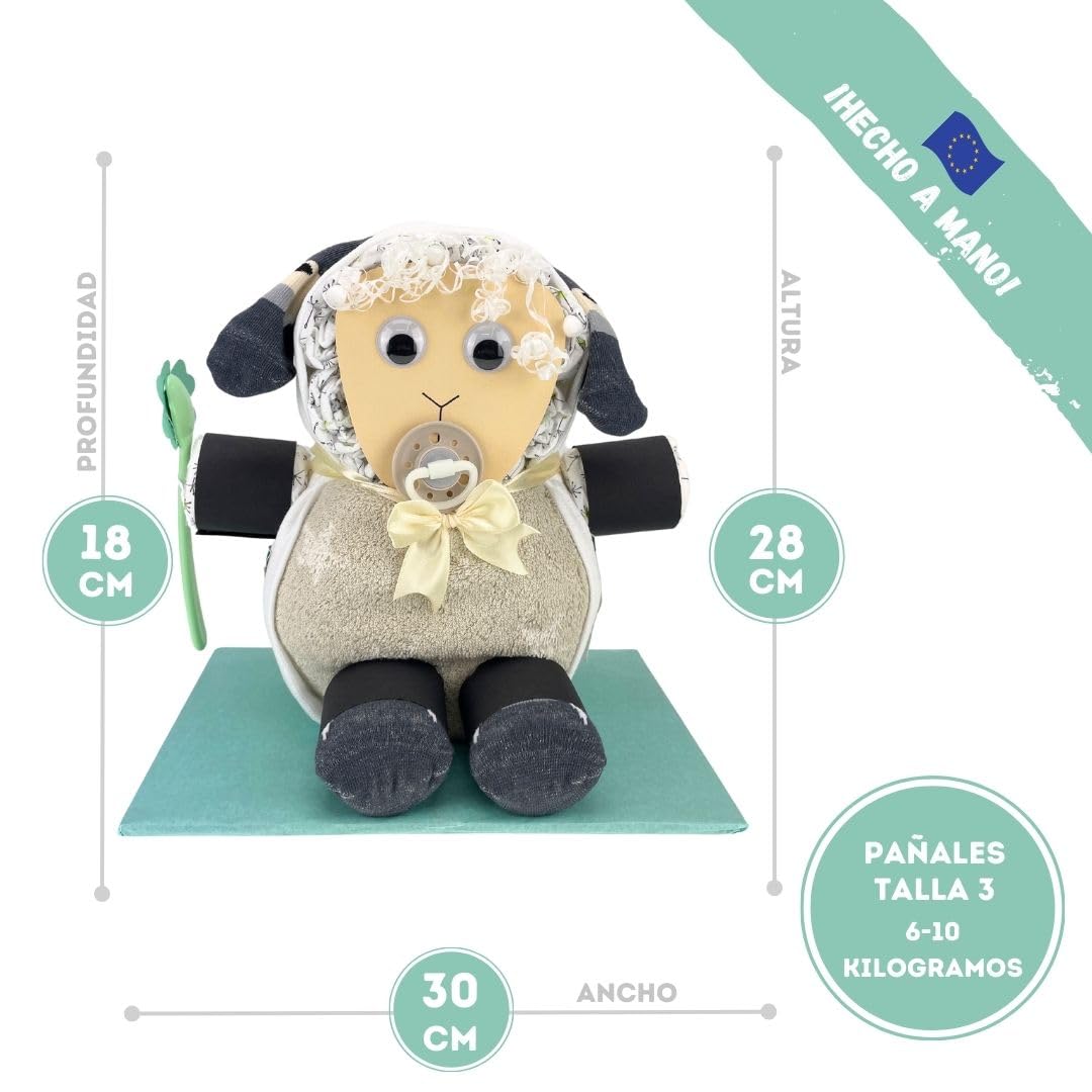 myBambini ® pastel de pañales oveja neutro menta - regalos de nacimiento - regalo para el bebé - regalo de bautizo - idea de regalo - comprar pastel ahora...