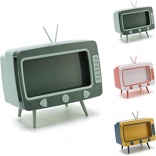 Miniatura 7 de Funda para caja de pañuelos, soporte retro para teléfono de TV para todos los teléfonos inteligentes, soporte multifunción para caja de pañuelos,