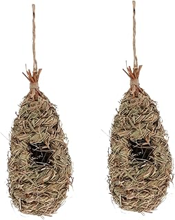Yardwe 2pcs Straw Bird Nest Bird Cage Decor Outdoor Decorations Decorative Outdoor Decor Bird Breeding Nest Natural Fiber Bird Hut Outdoor Bird Grass Simulation Bird Nest Straw Birds Nest
