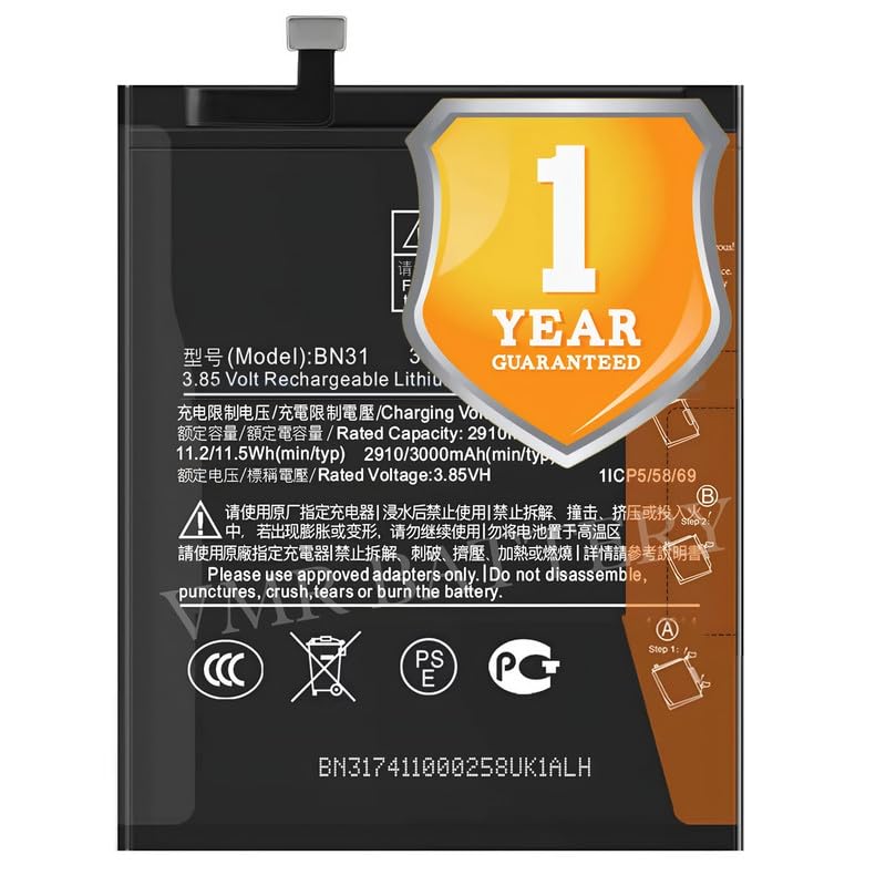Image of Original BN31 Battery Compatible for Xiaomi Mi A1 (Mi 5X) (MDG2, MDI2) | Redmi Y1 (Note 5A) (MDI6S) | Redmi Y1 Lite (MDI6) | Redmi Y2 (M1803E6G, M1803E6H, M1803E6I) - (3080mAh) - 1 Year Warranty K7