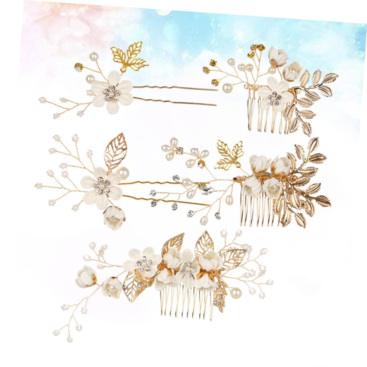 FRCOLOR 10stücke Teiliges Set Handgemachter Perlen Haarschmuck Für Hochzeiten Elegante Haarspangen Mit Kristallen Und Blüten Für Braut Und Brautjungfern Für Festliche Anlässe