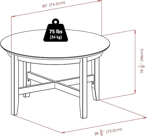 Miniatura 3 de Winsome Wood Toby - Mesa ocasional (30 x 30 x 18,11 pulgadas)