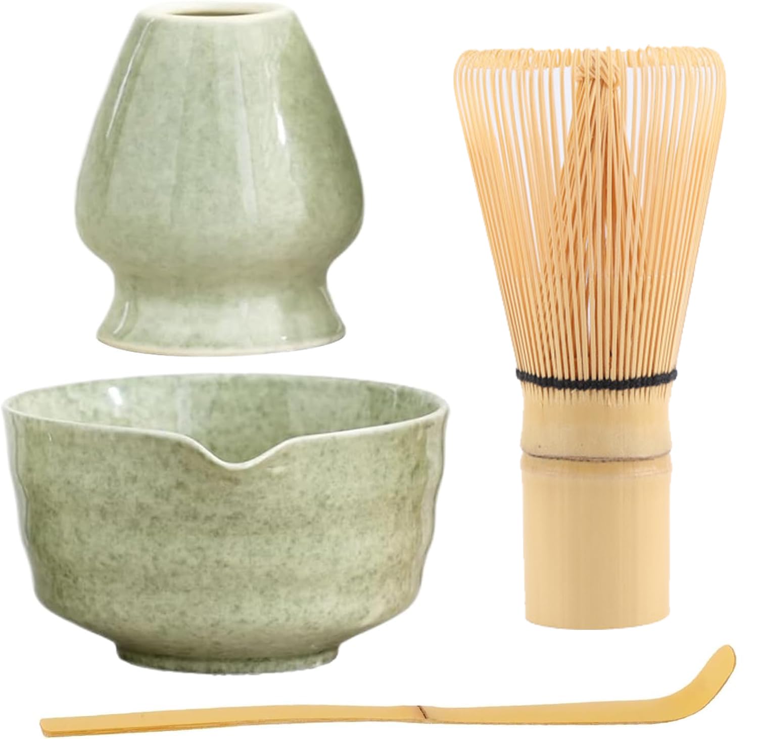 XPSSJMU , Matcha-Rührer, Matcha-Rührer, Matcha-Rührer-Set, Keramik-Matcha-Set inklusive Matcha-Schüssel mit Ausgießer, Matcha-Rührer-Ständer und Bambuslöffel, bestes Geschenk für Ihre Lieben