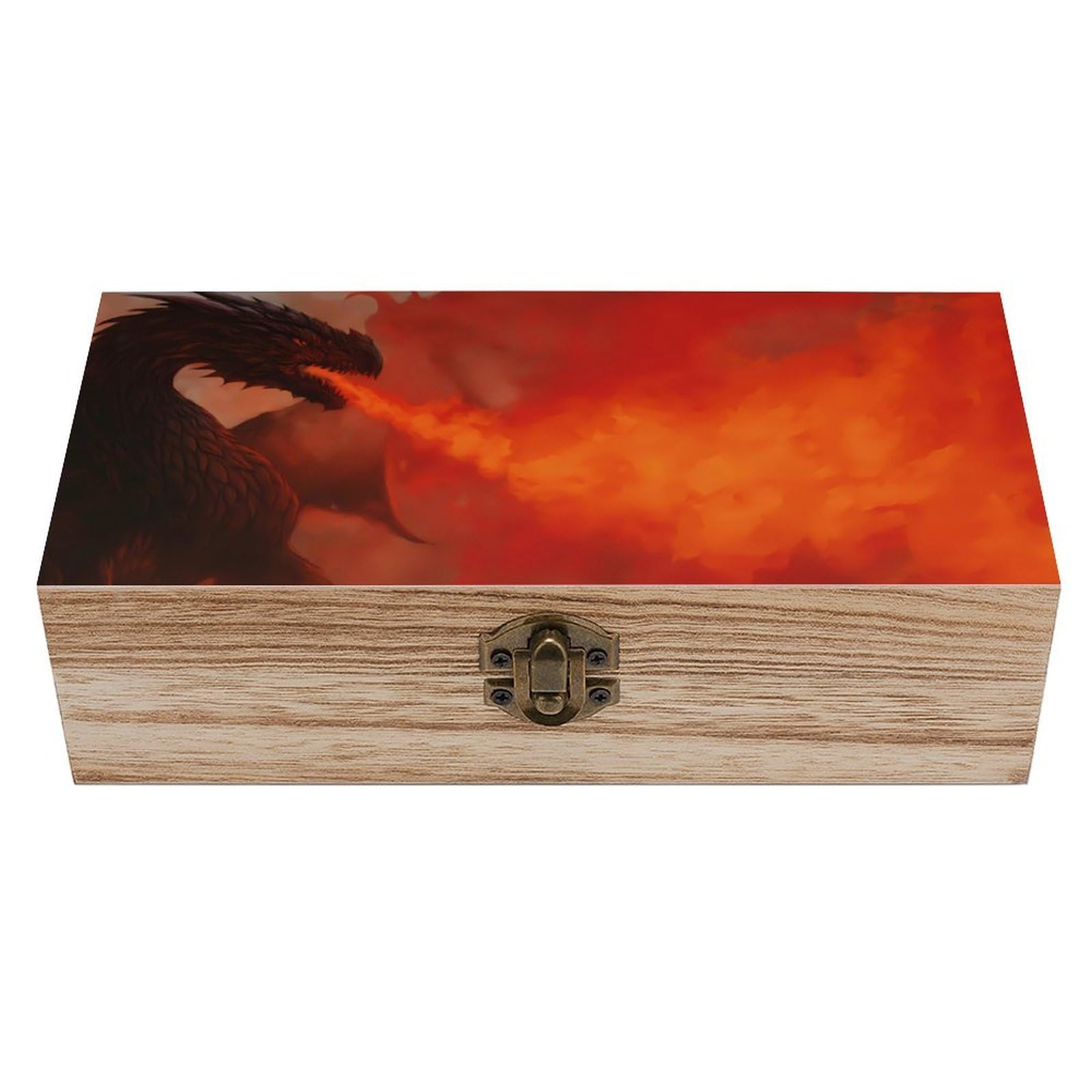 HLBSDM Majestic Fire Breathing Dragon Retro Wooden Storage Box Jewelry Art Gift Boxs Decorative Keepsake Boxes