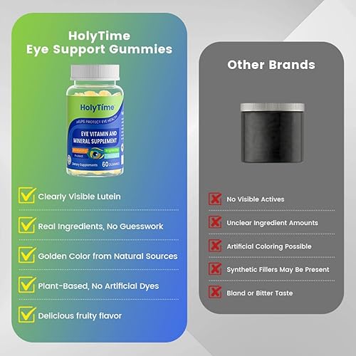 Miniatura 7 de HolyTime Gomitas de luteína - Suplemento dietético para apoyo a la salud ocular - con luteína y zeaxantina - Fórmula diaria a base de plantas con