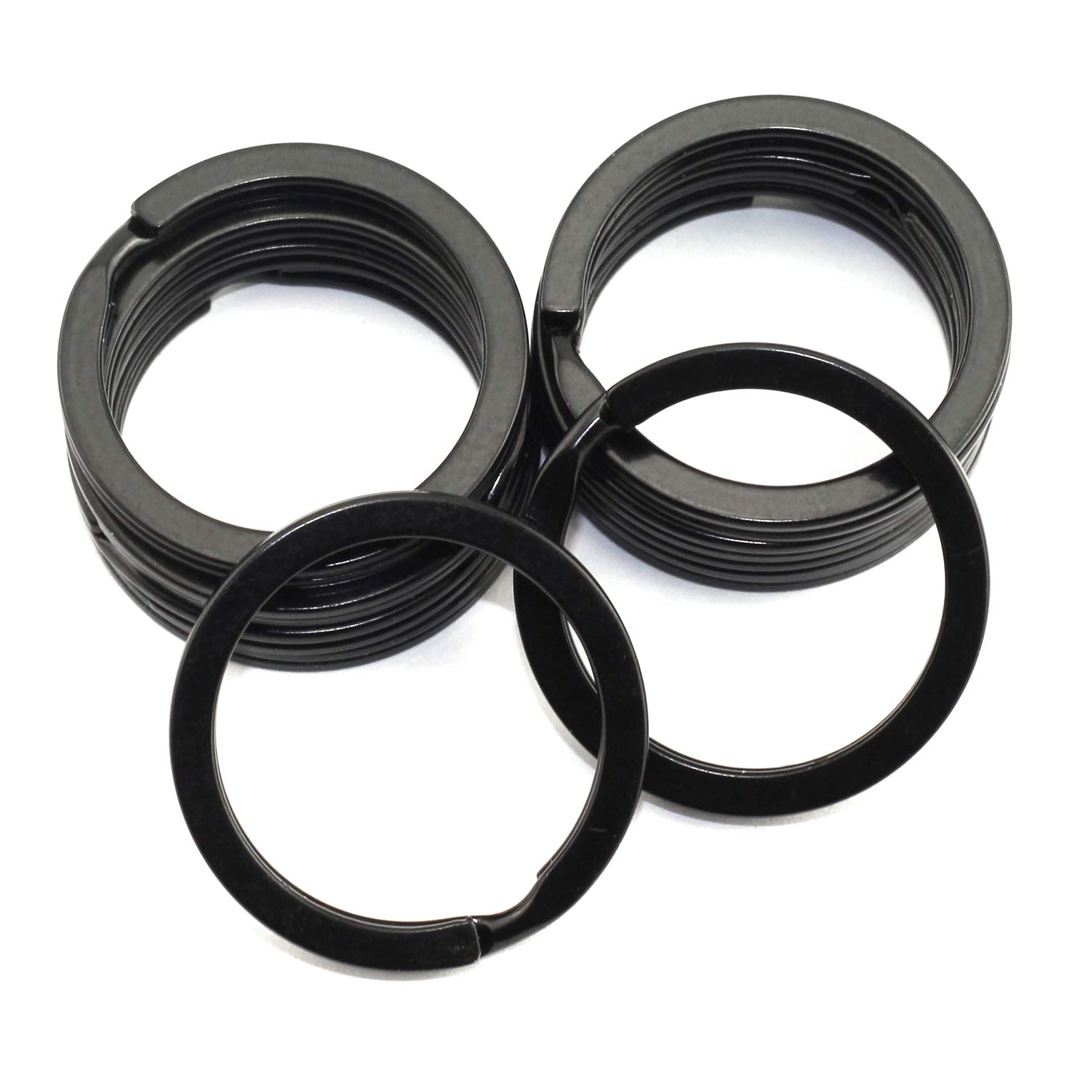 Lind Kitchen 10pcs Black Flat Key Ring DIY Keychain Accessories Metal Key Split Ring Diameter 25mm