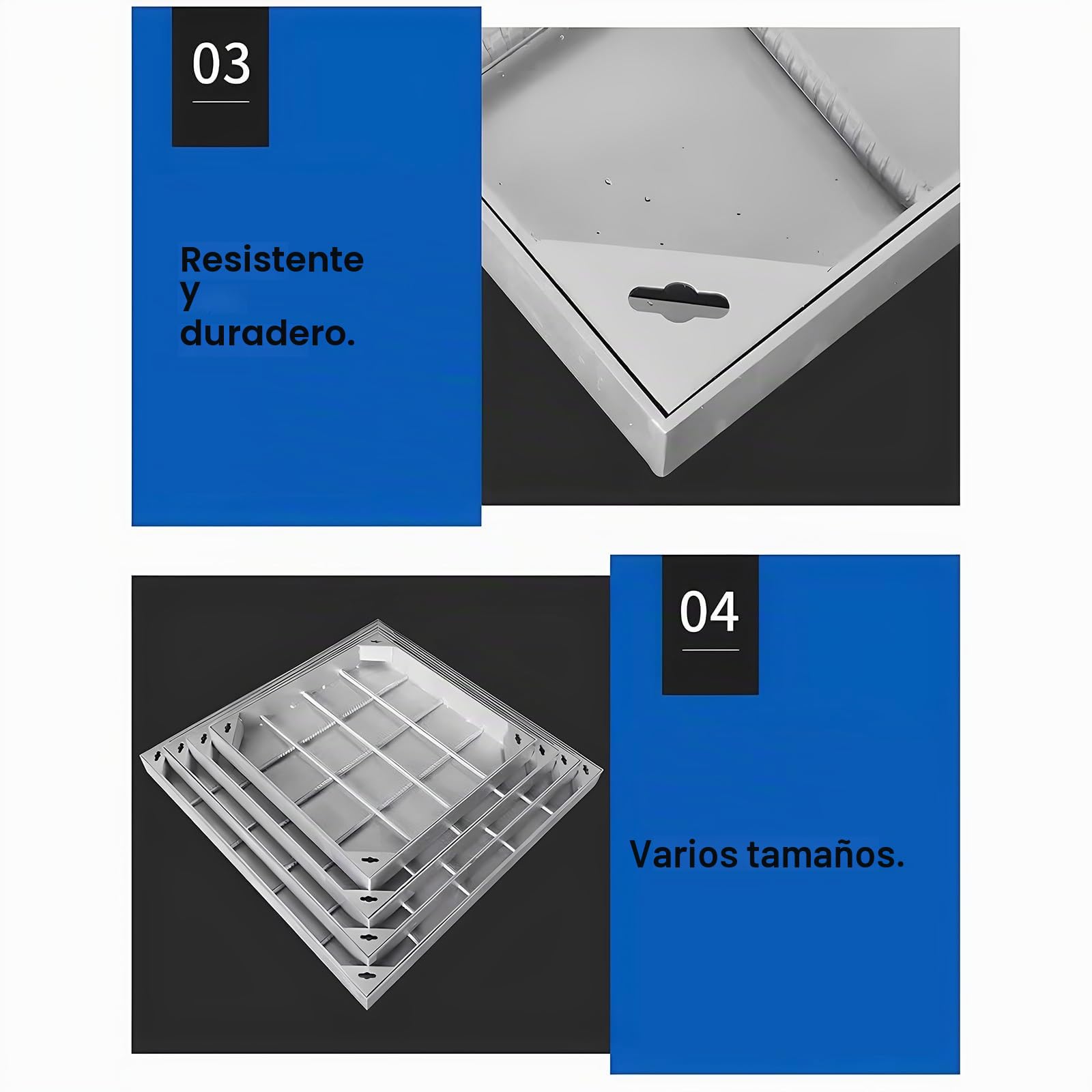 Tapa para Arqueta Cuadrada, Tapas Invisibles de Acero Inoxidable 304 para Tanque Séptico, Sumidero Terraza, Fáciles de Revisar(70x70 cm/27.6x27.6 in)