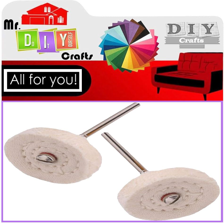 Image of DIY Crafts Mini Buffing /Polishing Wheel Muslin Buffs for Dremel Rotary Tool Wheel Disc Cleaning Pad Angle Bench Grinder Tool Spindles Wood Furniture Artificial Stone Grinding Polisher Pcs:- (2)