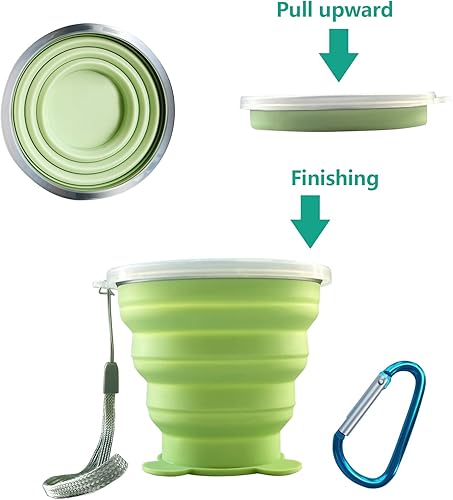 Miniatura 3 de FINDWORLD Taza plegable  Taza plegable de silicona  Taza plegable expandible  Taza portátil reutilizable para viajes campamento senderismo