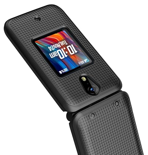Case For Schok Flip 2022 Phone, Nakedcellphone Slim Hard Shell Protector Cover With Grid Texture For T-Mobile/Boost/Metro Sc3218B Sc3218T - Black #TOP2