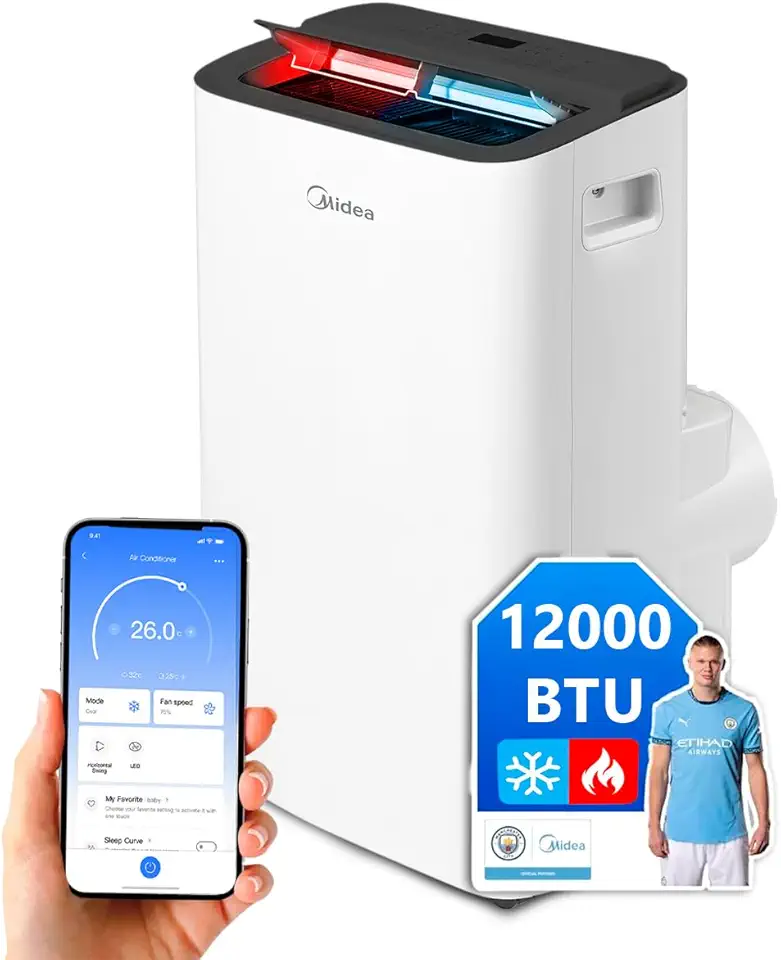 MIDEA Climatiseur Mobile Silencieux 12000 BTU avec Évacuation - Chauffage et Climatisation