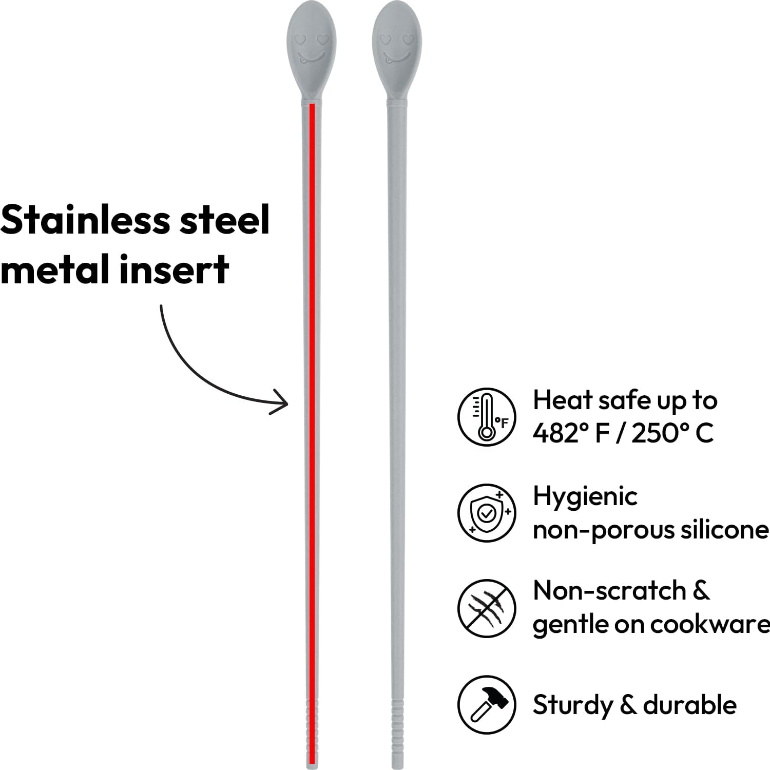 Carrotez Silicone Cooking Chopsticks, 1 pair - Cloud Grey