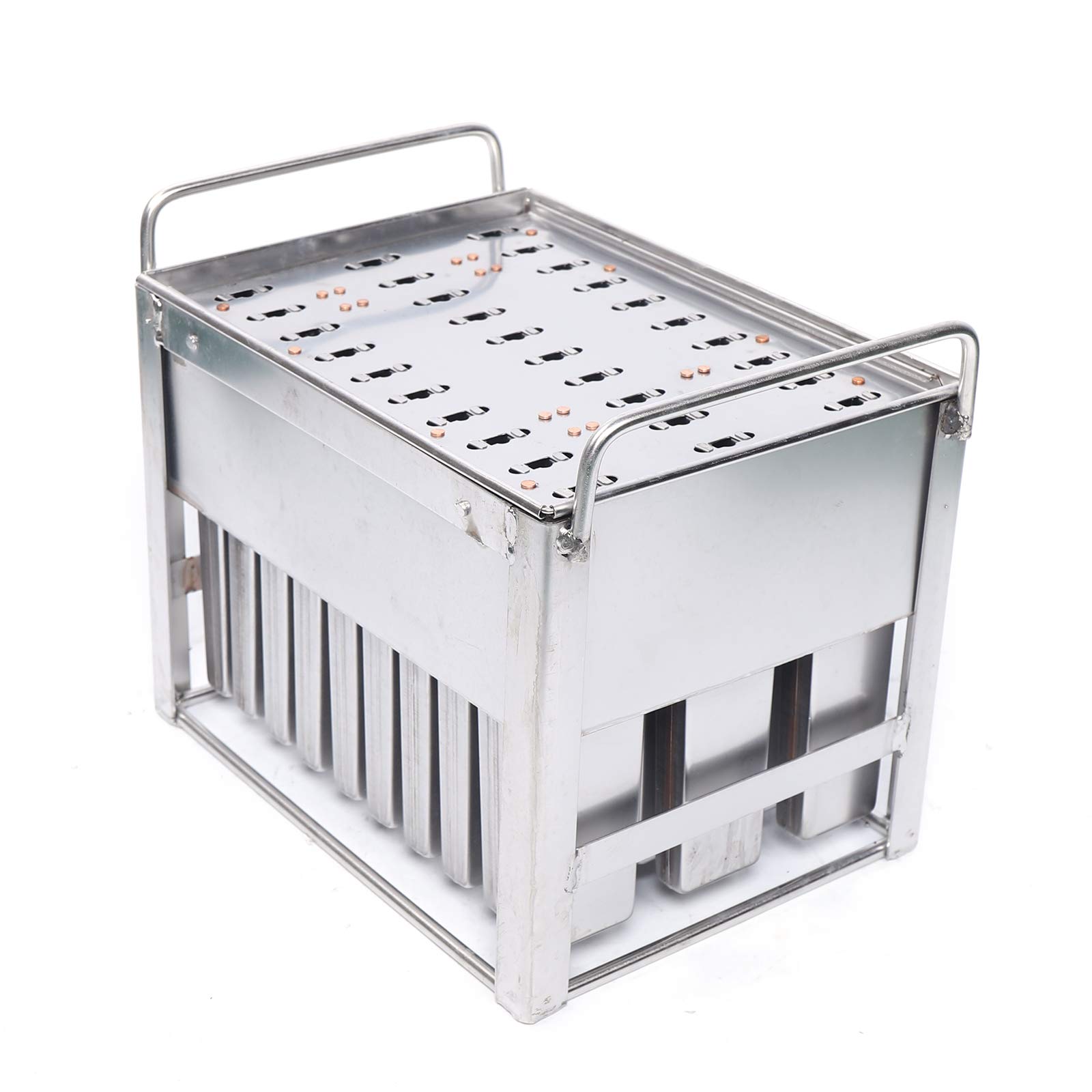 30PCS Stainless Steel Frozen Popsicle Molds,Commercial Popsicle Mold Ice Cream Stick Holder,Ice Cream Pops Bars Maker Freezer Tray,Silver 0.8mm Thickness (C-115g-30PCS)