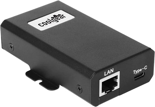 محول طاقة Coolgear PoE إلى USB-C PD بقوة 50 وات مع Gigabit Ethernet وإدارة الطاقة الذكية