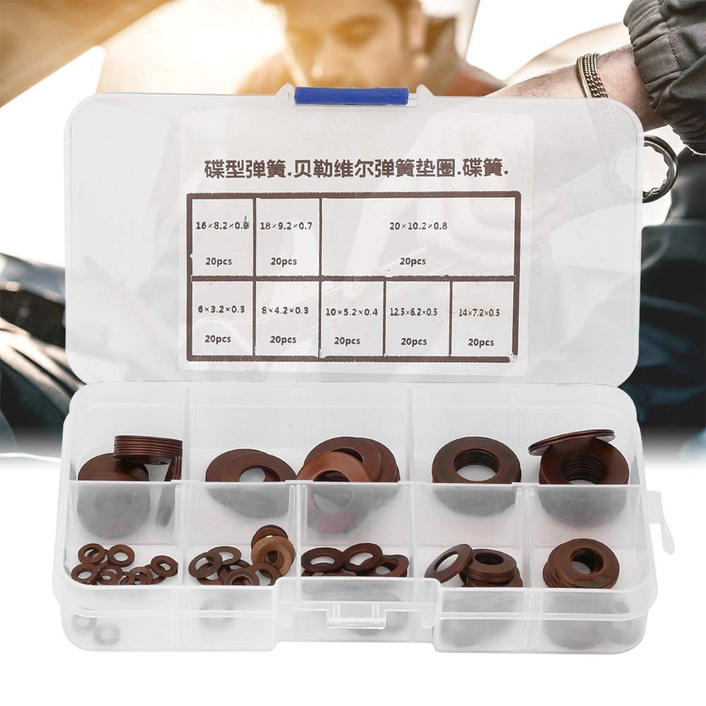 8 Types Steel Disc Spring Set, Heavy Machinery, Compacting Device for Clutches, Valves, Variable Stiffness, High Deformation Energy, Easy Repair