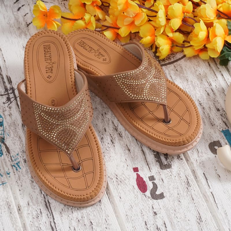Image of HEALTH FIT Diabetic & Orthopedic with Super Extra Soft Ortho Care Anti-Skid Doubleu Flip-Flops for women Slippers /Doctor Chappal & Footwear HF329