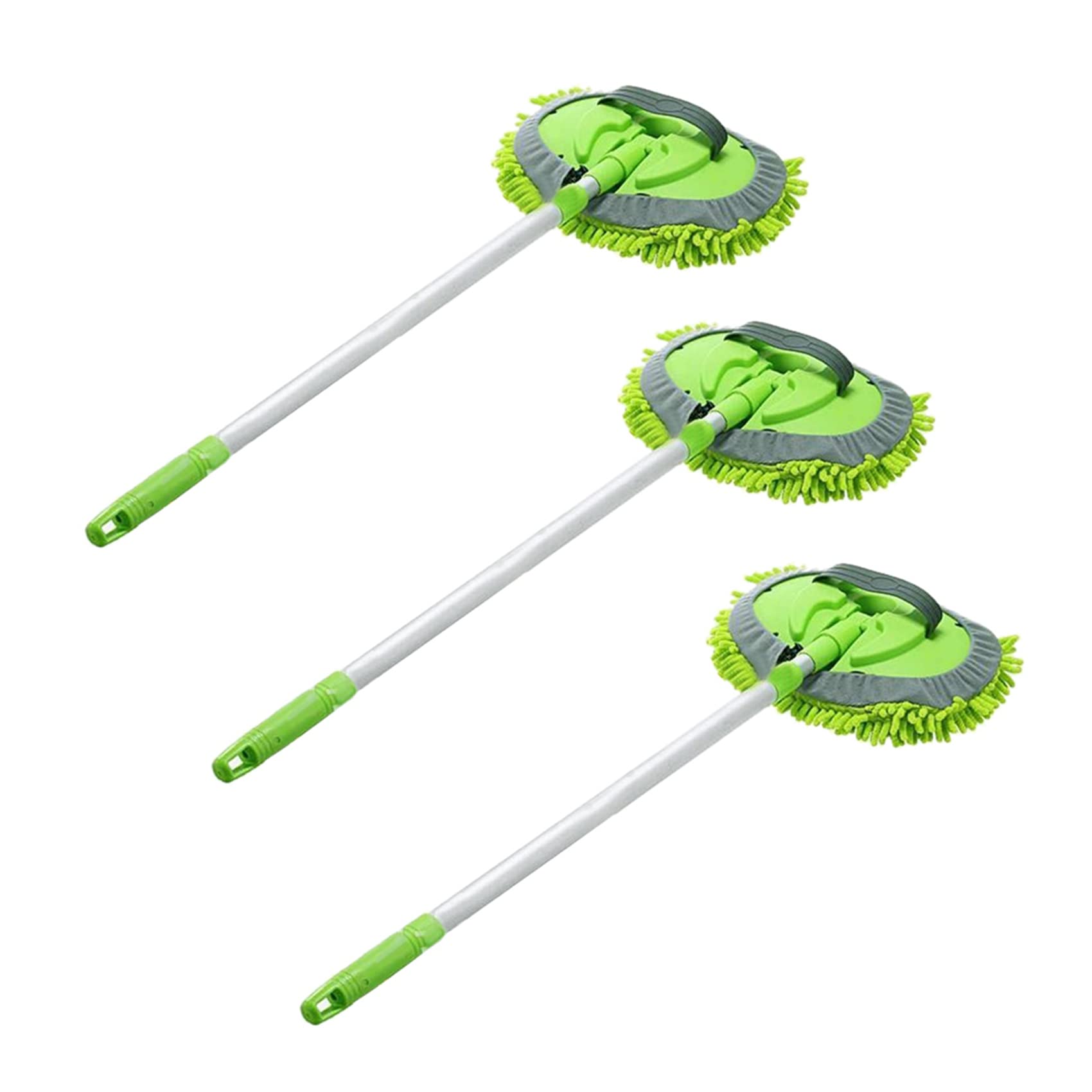 3X de Vadrouille de Lavage de Voiture 2 en 1 avec Manche Long, Prolongateur Brosse à Poussière de Lavage de Voiture en Microfibre Chenille 24-46 Pouces, Outil Rayures