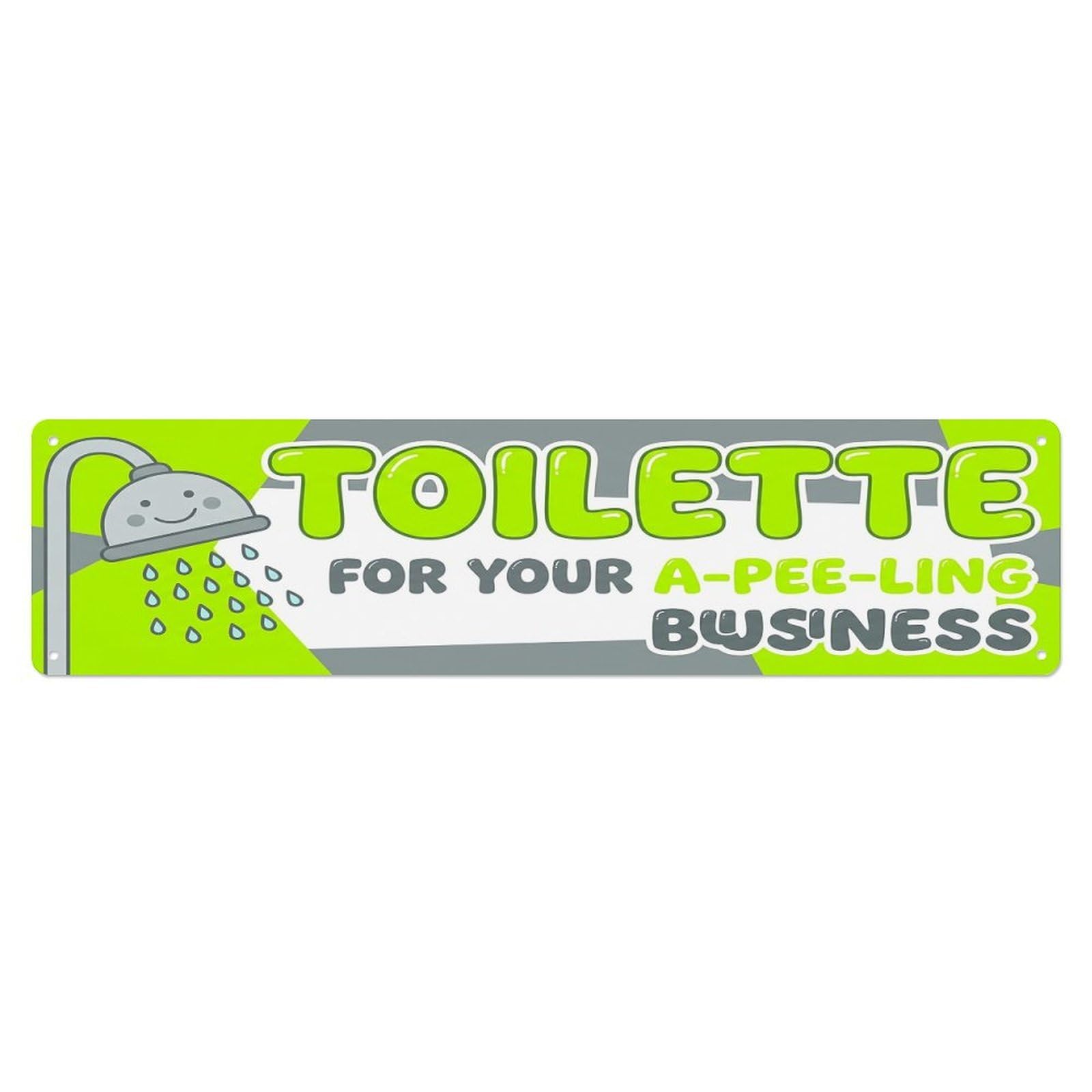 Humorous Playful Loft Facility Toilet(WC) Door Metal Tin Sign Plaque Wall Decor for Cafe, Club Bar, Office, Home Garden Metal Poster 4x16Inch