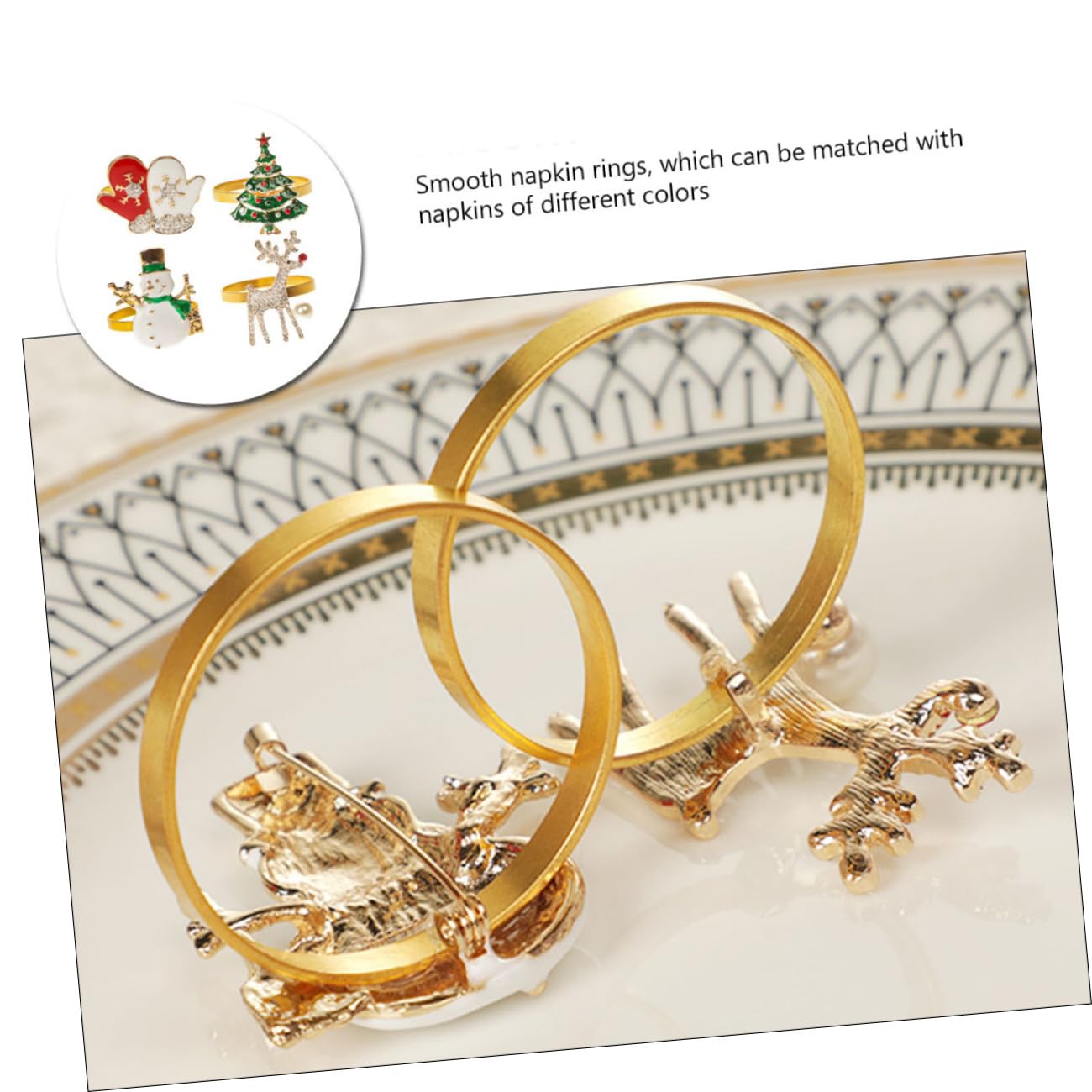 TOPBATHY 3 Sätze Weihnachtsserviettenschnalle Christmas Decorations Table Weihnachtsdeko Schreibtisch Rentier Serviettenringe Weihnachten Serviettenhalter Party-servietten- 4 Stück * 3