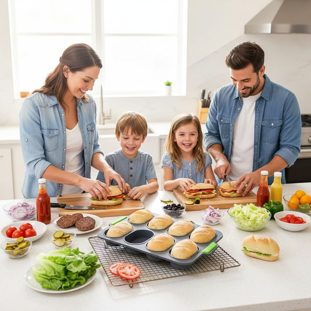 TOPZEA Set mit 2 Silikon-Baguette-Pfannen, antihaftbeschichtet, französische Brotform, perforierte Form, 3 Wellen, Brot, Toast, Backform, 8 Rinnen, Crisping Tray für Kuchen, Kochen, Bäcker, schwarz
