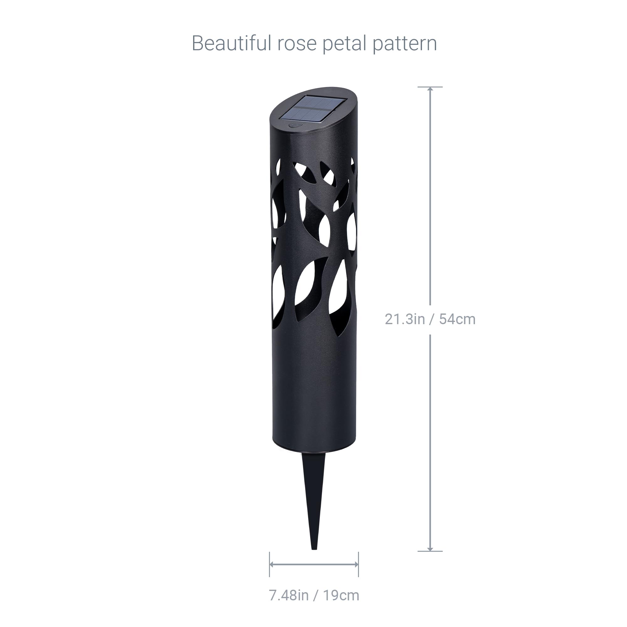 Koda Solar Rose Petal Bollard Light 4-Pack Decorative Outdoor Solar Lights for Pathways Gardens Patio Walkways, Weather-Resistant LED Garden Lights with Efficient Solar Charging - Included LED Bulb