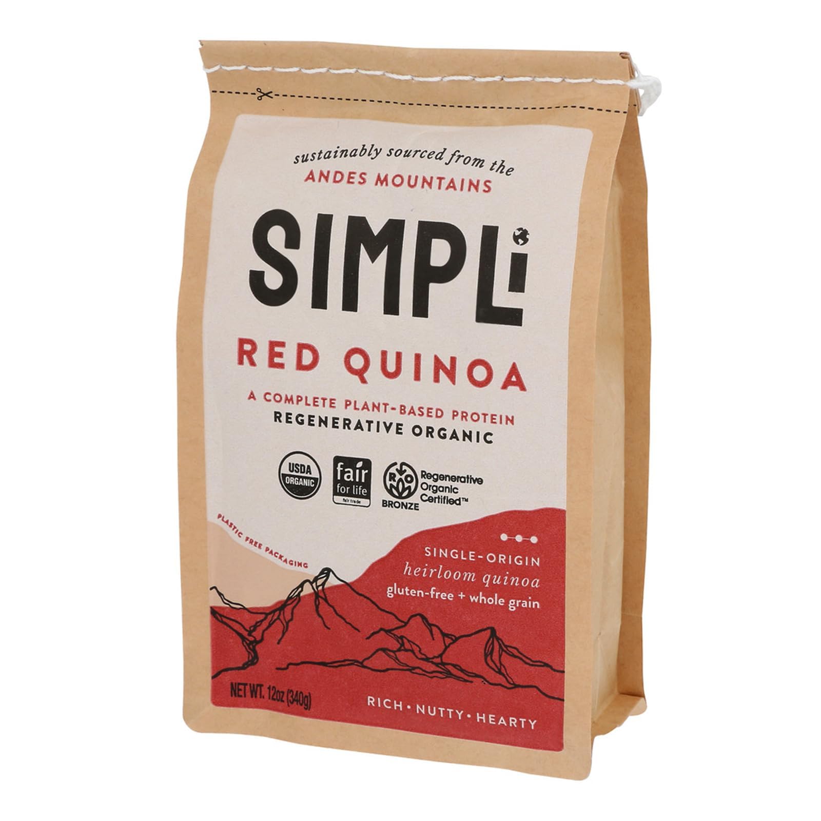 Regenerative Organic Certified Red Quinoa, Organic Quinoa Ancient Grain, Naturally Gluten-Free and High in Fiber, Complete Plant Protein with Rich Nutty Flavor, 12 OZ