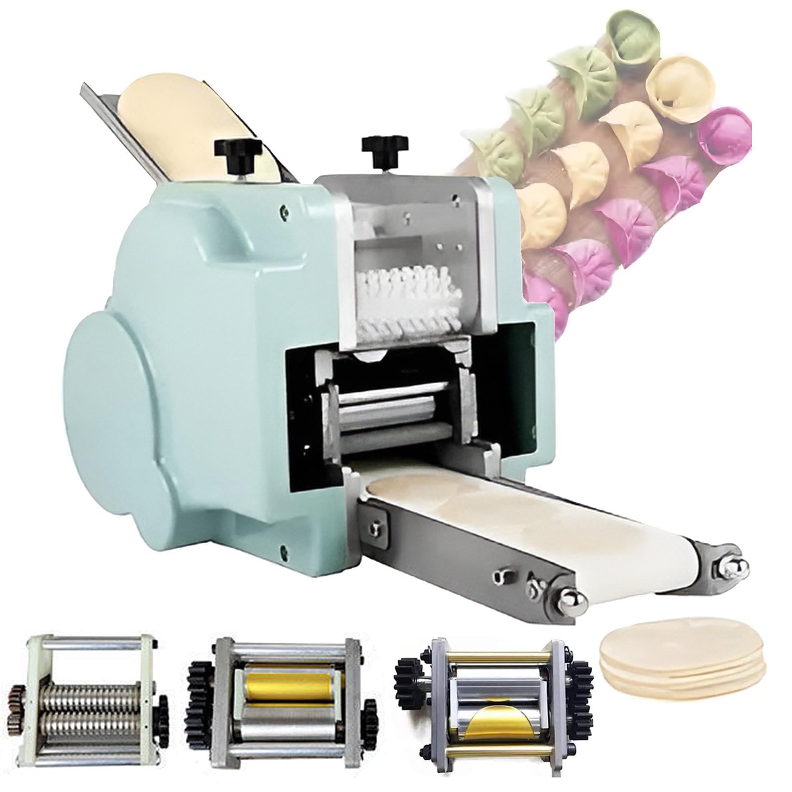 Involucro per gnocchi, macchina elettrica commerciale per pelli Wonton, in acciaio inossidabile, 140 W, 60 pezzi/min, include 3 stampi, ideale per uso domestico e ristorante