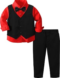 A&J DESIGN 4pcs Baby & Toddler Suit, 12 Months - 5T, Shirt & Pants & Vest & Bow Tie Price In India