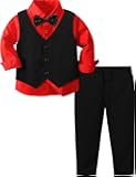 A&J DESIGN 4pcs Baby & Toddler Suit, 12 Months - 5T, Shirt & Pants & Vest & Bow Tie