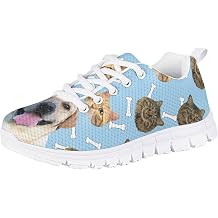 Funny Cat Dog Print Tennis Shoes for Girls and Boys Lightweight Mesh Casual Athletic Running Shoes