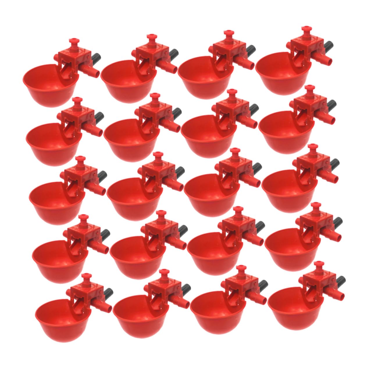 Alipis 20Pcs Chicken Water Cups, Automatic Drinking Bowl Waterer Feeder for Poultry, Chicken, Pigeon, Birds, Quail, Adjustable Water Volume Drinker Bowls (Red)