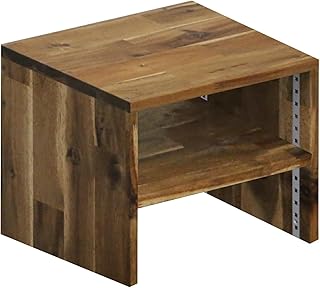 WOODPRO アカシア コの字収納ラック(可動棚板1枚) 幅35cm 高さ25cm 奥行22cm ダークウォルナット色 完成品 テレビ台 モニター台 デスクシェルフ 1cm単位でオーダー可 受注生産