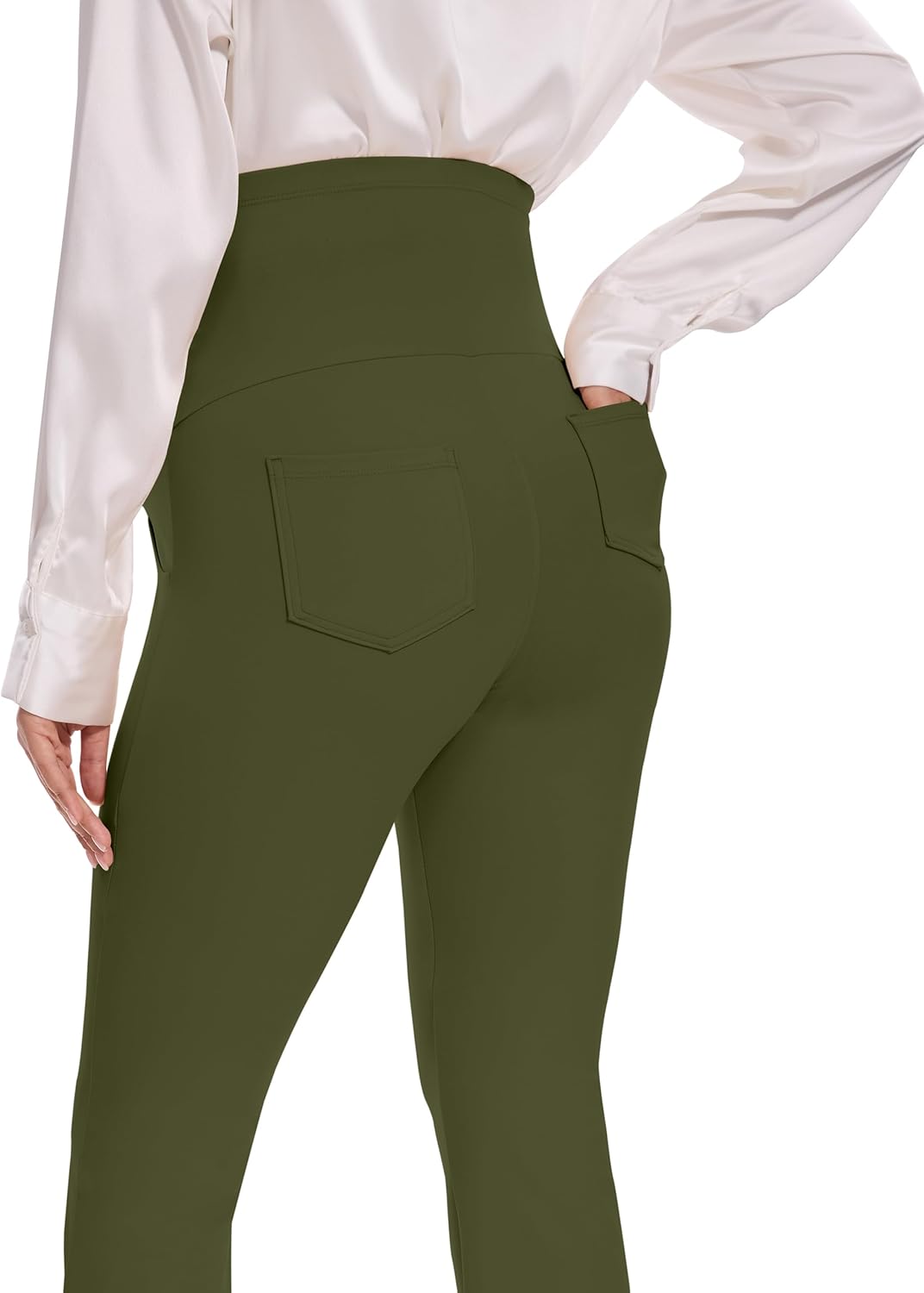 VIMPEP 27"/29"/31" Flare Maternity Yoga Pants Over The Belly Pregnancy Bootcut Strethcy Leggings with Pockets C201 - Image 3