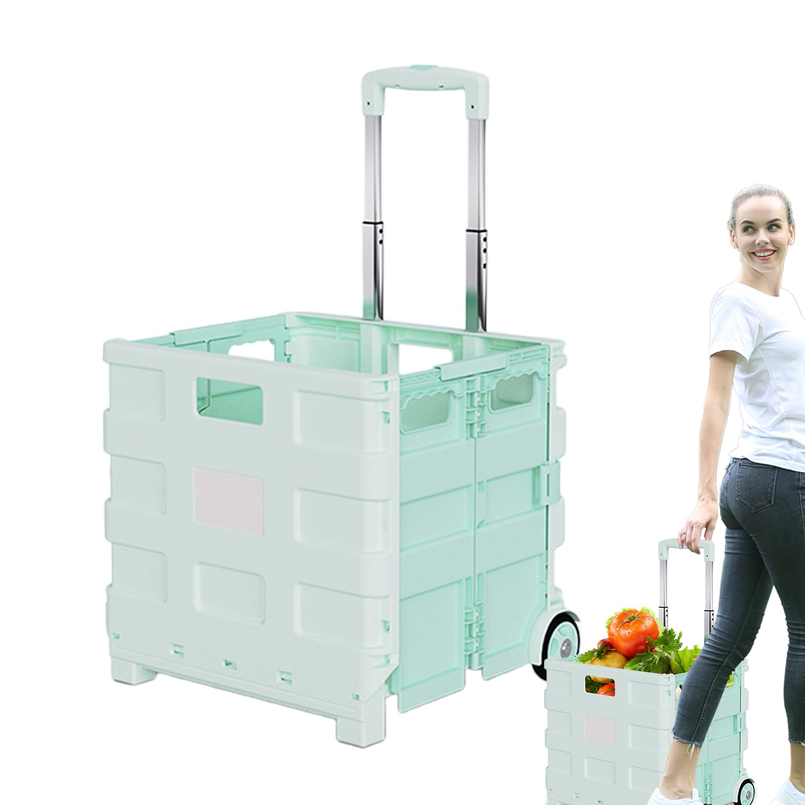 Składany Wózek Na Zakupy Pojemny I Przenośny Wózek Transportowy | Wózek Użytkowy Do Zakupów Na Kółkach Do Domu Ogrodu Podwórka Kempingu Wędkowania Pikniku Podróży Przewozu Przeprowadzki