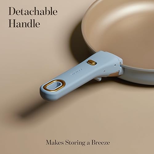 Miniatura 4 de CAROTE Juego de 18 ollas y sartenes antiadherentes, juego de utensilios de cocina con mango desmontable, juegos de utensilios de cocina de