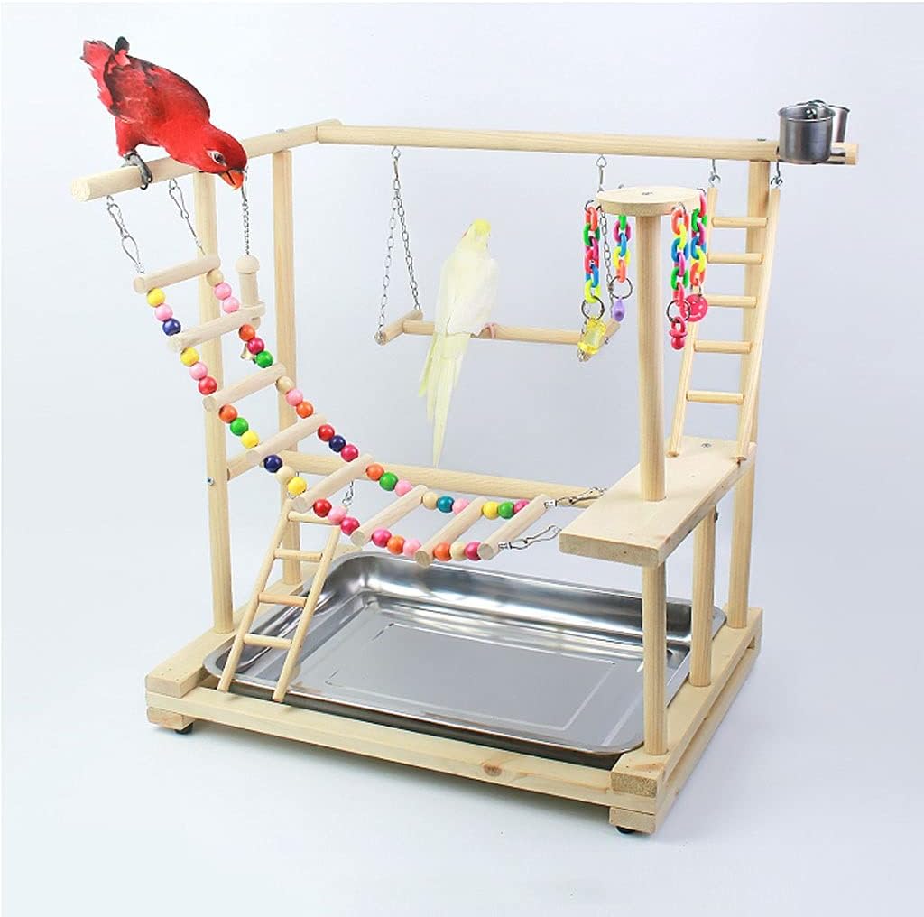 Bird Cage Small and Medium Parrot Playground Shelf Xuanfeng Little Sun Wooden Training Station Stand Floor Bird Rack Toy Home Bird Cages (Color : A)