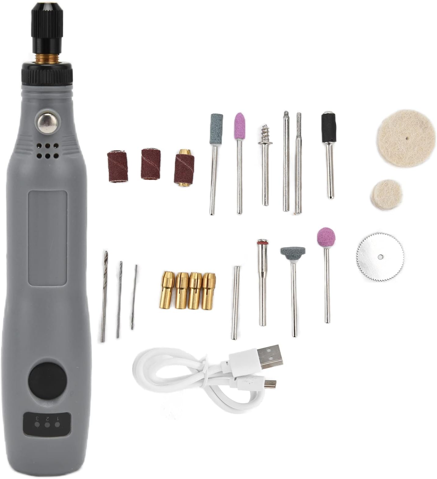 Eujgoov Mini Electric Drill Set, Engraving Tool for DIY Hobby Polishing Drilling Cutting Engraving Tool Gray