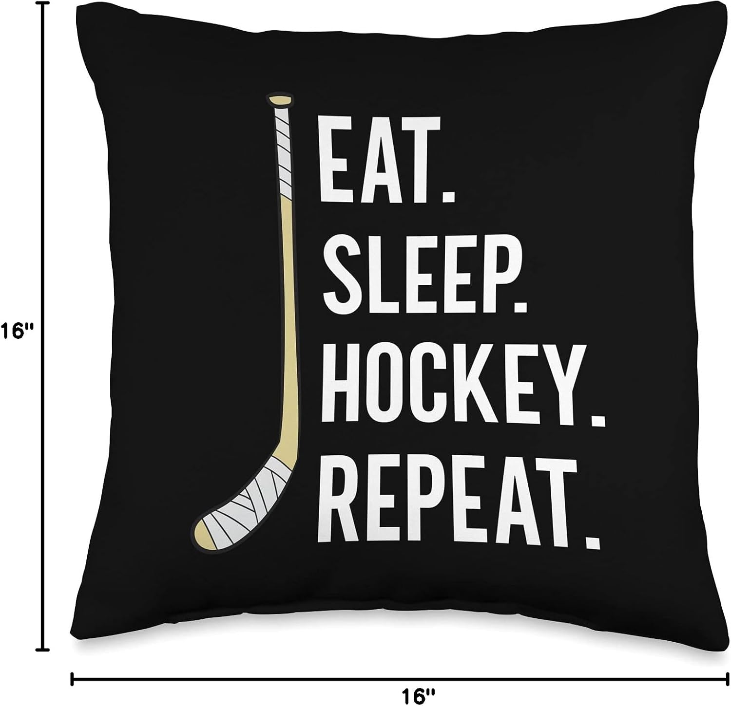 Eat Sleep Hockey Repeat Funny Ice Hockey Throw Pillow