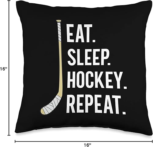 Miniatura 6 de Funny Hockey Lover Gifts Eat Sleep Repeat - Almohada divertida de hockey sobre hielo, 18.0 x 18.0in, multicolor