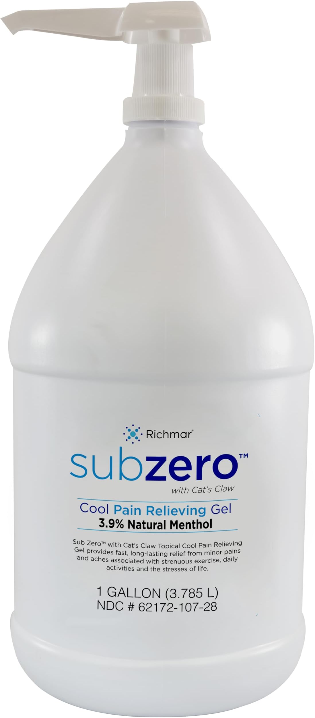 Sub Zero Cooling Pain Relief Gel, 1-Gallon Bottle with Pump - Joint Relief and Nerve Pain Relief Cream for Muscle Deep Pain Relief and Arthritis Relief