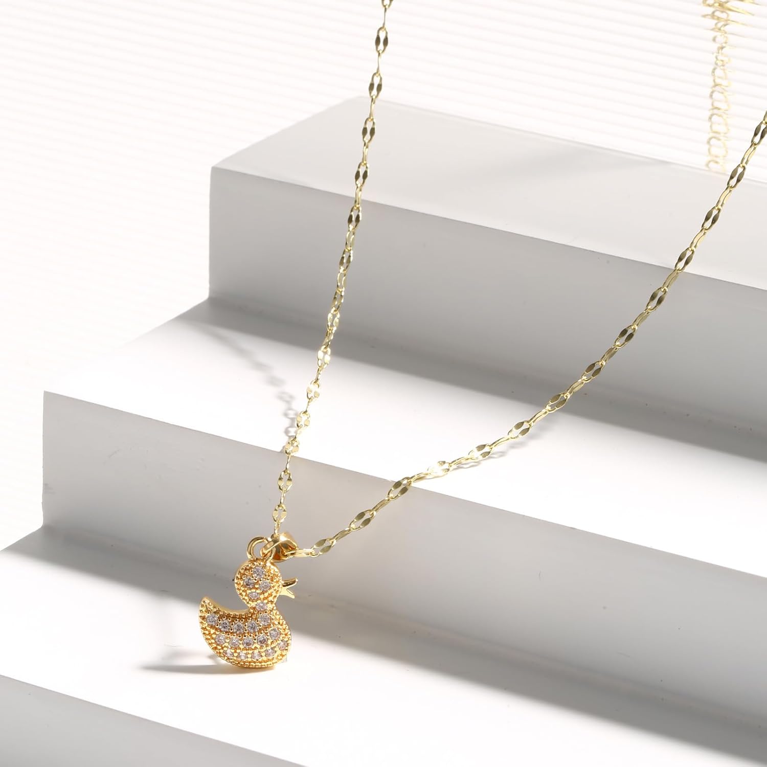 Positive Duck Necklace with Inspirational Card, Dainty Gold Duck Pendant Necklace Chain Good Luck Cheer Friendship Charm Jewelry Stuff for Women Mom Sister Friend Gift - Image 3