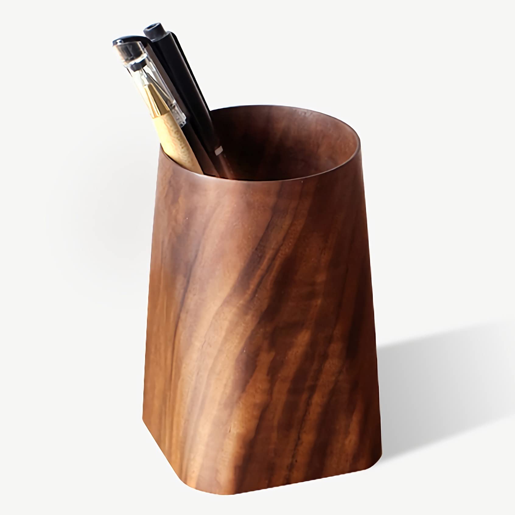 Portapenne e portamatite in Legno, Organizer per Utensili da Scrittura in Noce Nero per casa o Ufficio, 2,95" x 2,95" x 4,72"