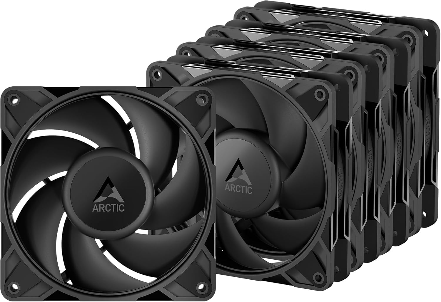 ARCTIC P12 Pro PST LN - 5 Pack - Ventilateur Premium à faible bruit, ventilateur PWM de 120 mm avec répartiteur de câble en Y, 450-2000 rpm, 0 rpm <5% PWM, palier Fluid Dynamic, 4 broches - Noir