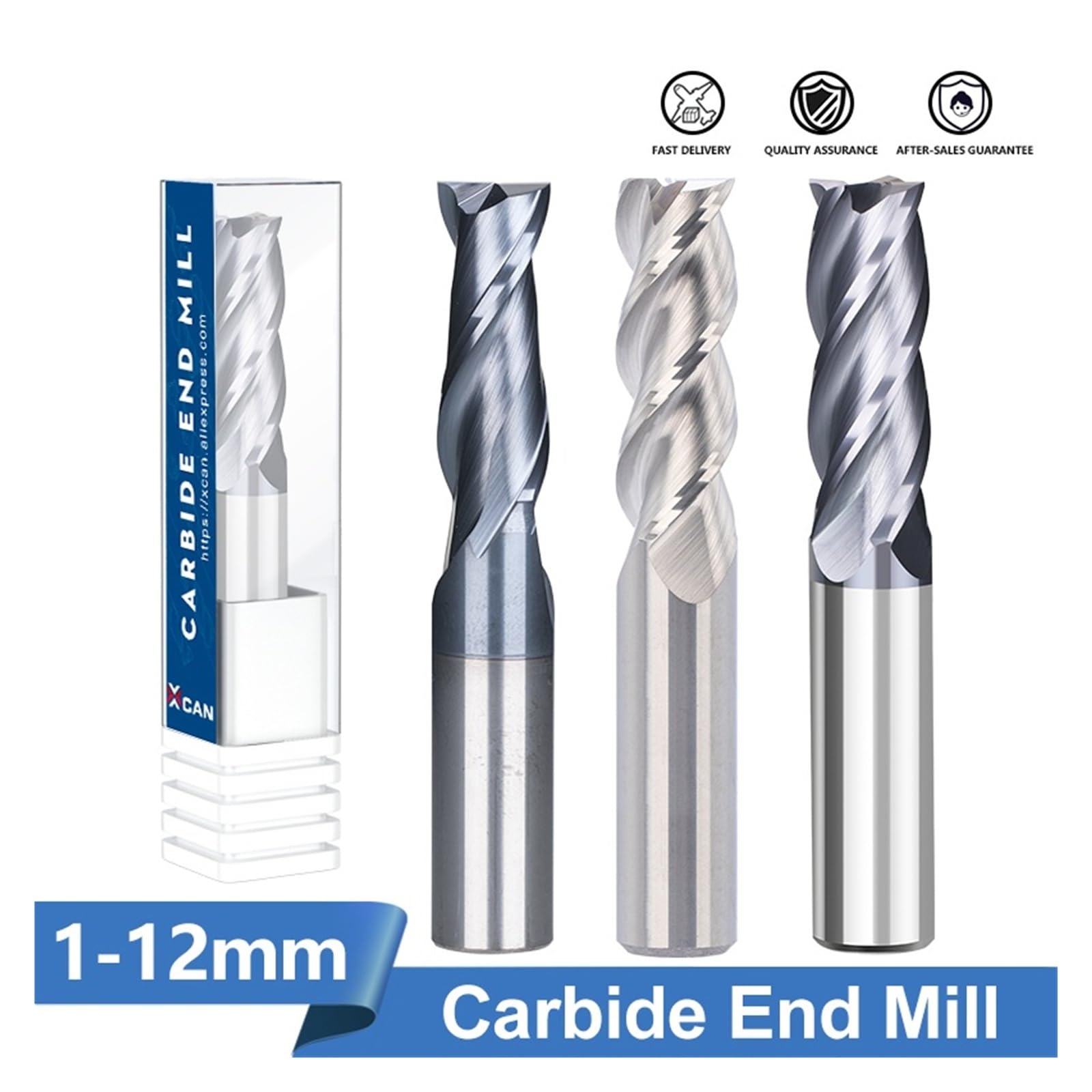 Fresa 2 3 4 flauta carburo fresa de extremo plano HRC 50 CNC herramienta cortador espiral enrutador broca 1 2 3 4 5 6 8 10 12mm(2 Flutes,10xD10x75L)