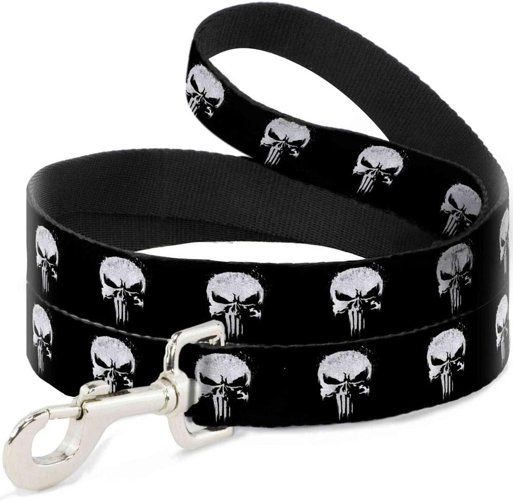Dog Leash Punisher 2017 Series Icon Black White 4 Feet Long 1.5 Inch Wide