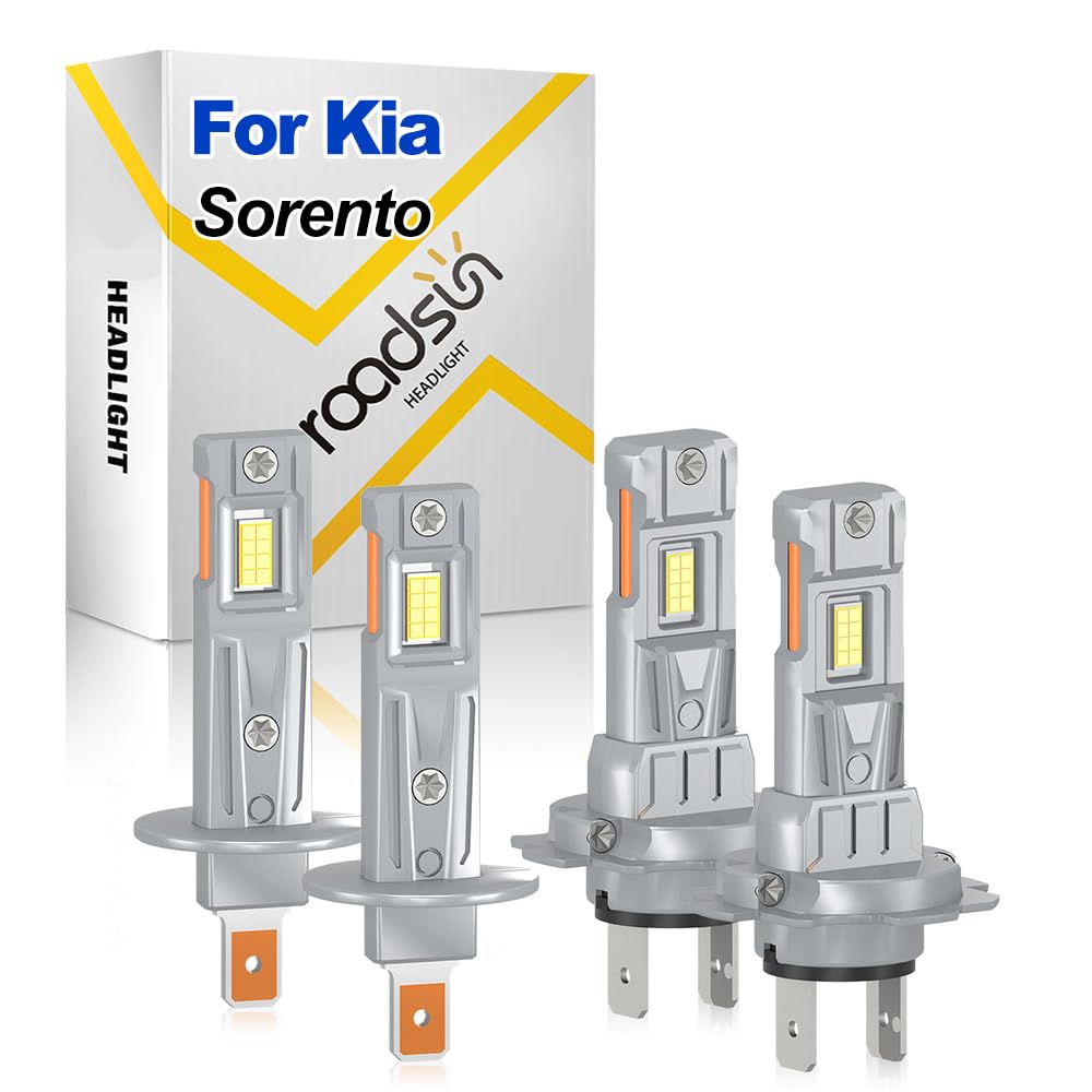 Bombillas LED para Faros Delanteros, 120W, 12V, Blanca 6000K, H1 Luz De Carretera, H7 Luz De Cruce, Mejores faros LED, Instalación Plug-and-Play, For Kia Sorento 2003-2006
