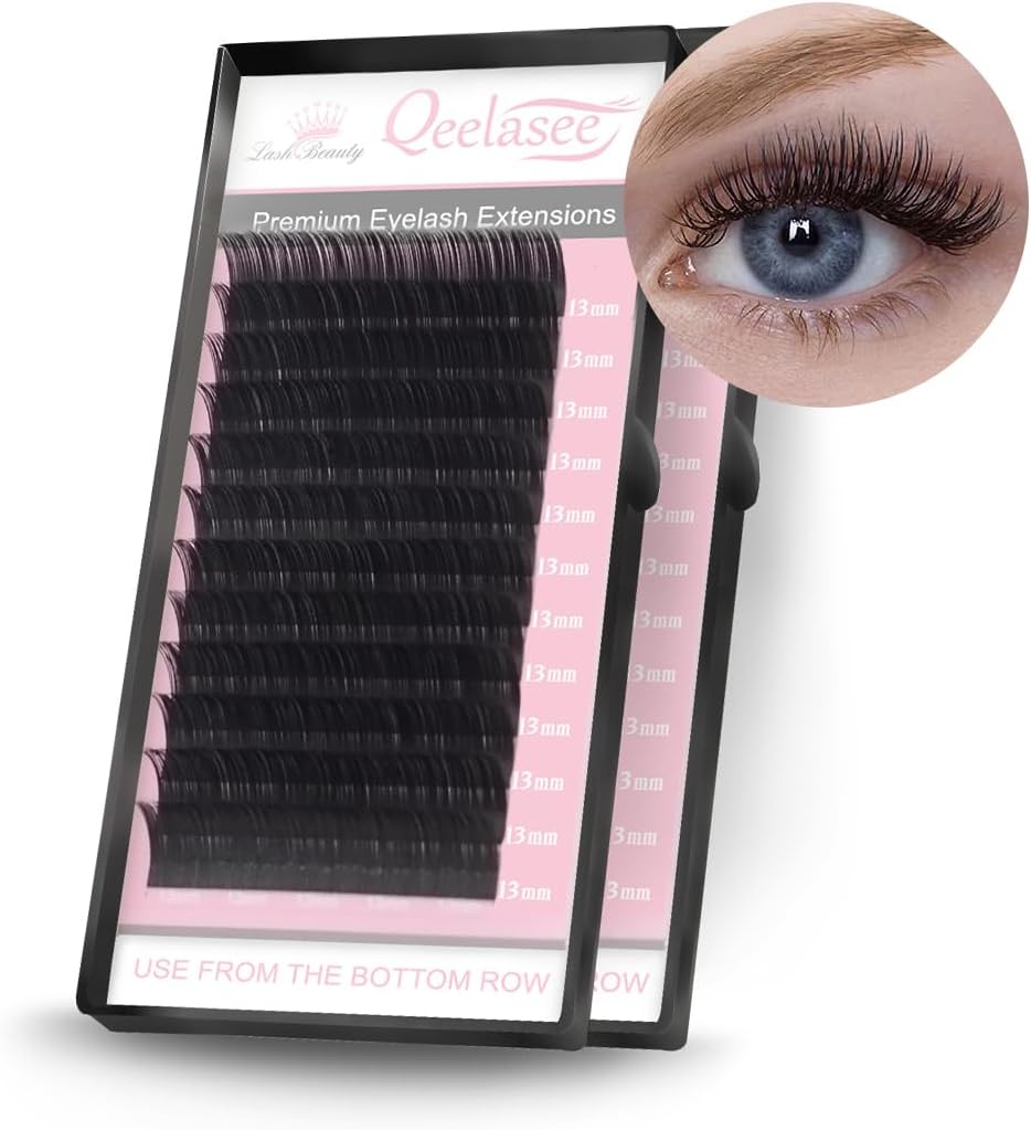 QeelaseeMink Faux Mink Lash Synthetic 0.05 C Curl 14mm Individual Eyelash Extension Semi Permanent Lash Pack