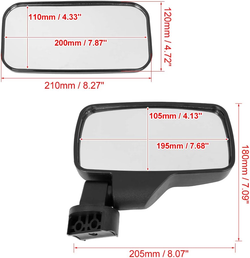 X AUTOHAUX 1.75" 2" Clamp UTV Rear View Center Side Mirror Set for Polaris RZR for Ranger for Yamaha for Kawasaki for Honda for Can Am